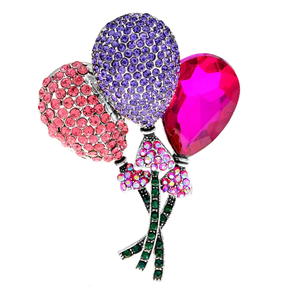 Big Crystal Balloon Brooches For Women Cute 2-color Romantic Office Party Rhinestone Brooch