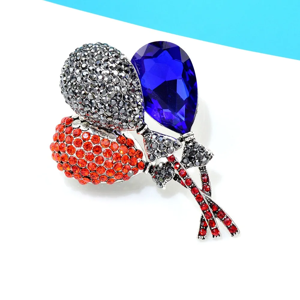 Big Crystal Balloon Brooches For Women Cute 2-color Romantic Office Party Rhinestone Brooch