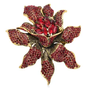 Big Rhinestone Flower Brooches For Women Unisex 3-color Beautiful Sparkling Flower Party Brooch