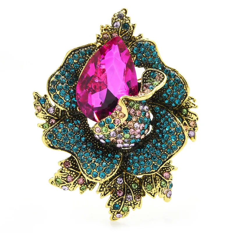 Big Rhinestone Flower Brooches For Women