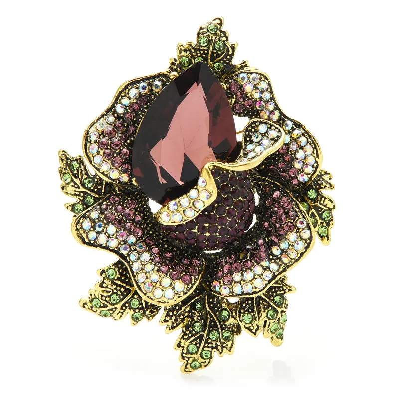 Big Rhinestone Flower Brooches For Women