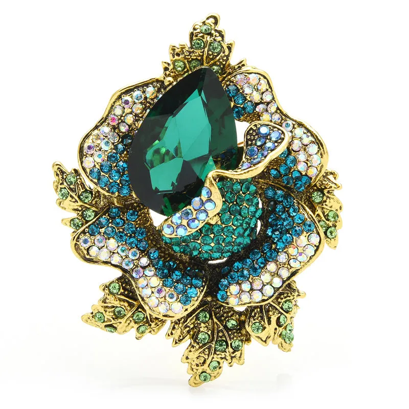 Big Rhinestone Flower Brooches For Women