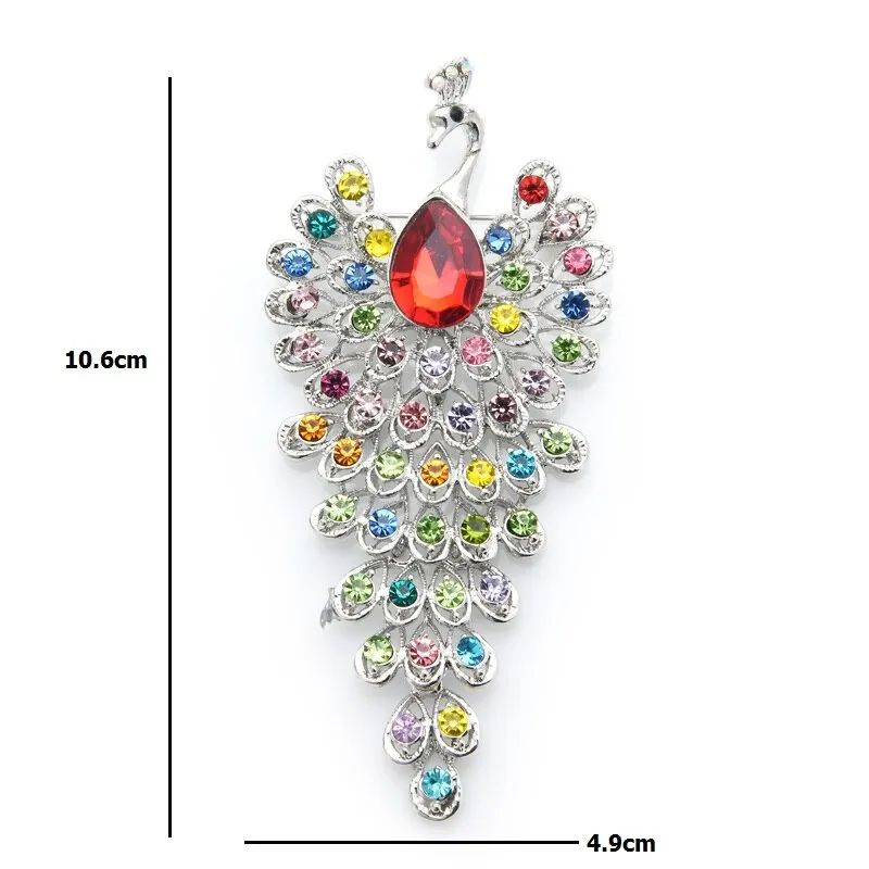 Big Rhinestone Peacock Bird Brooches Women
