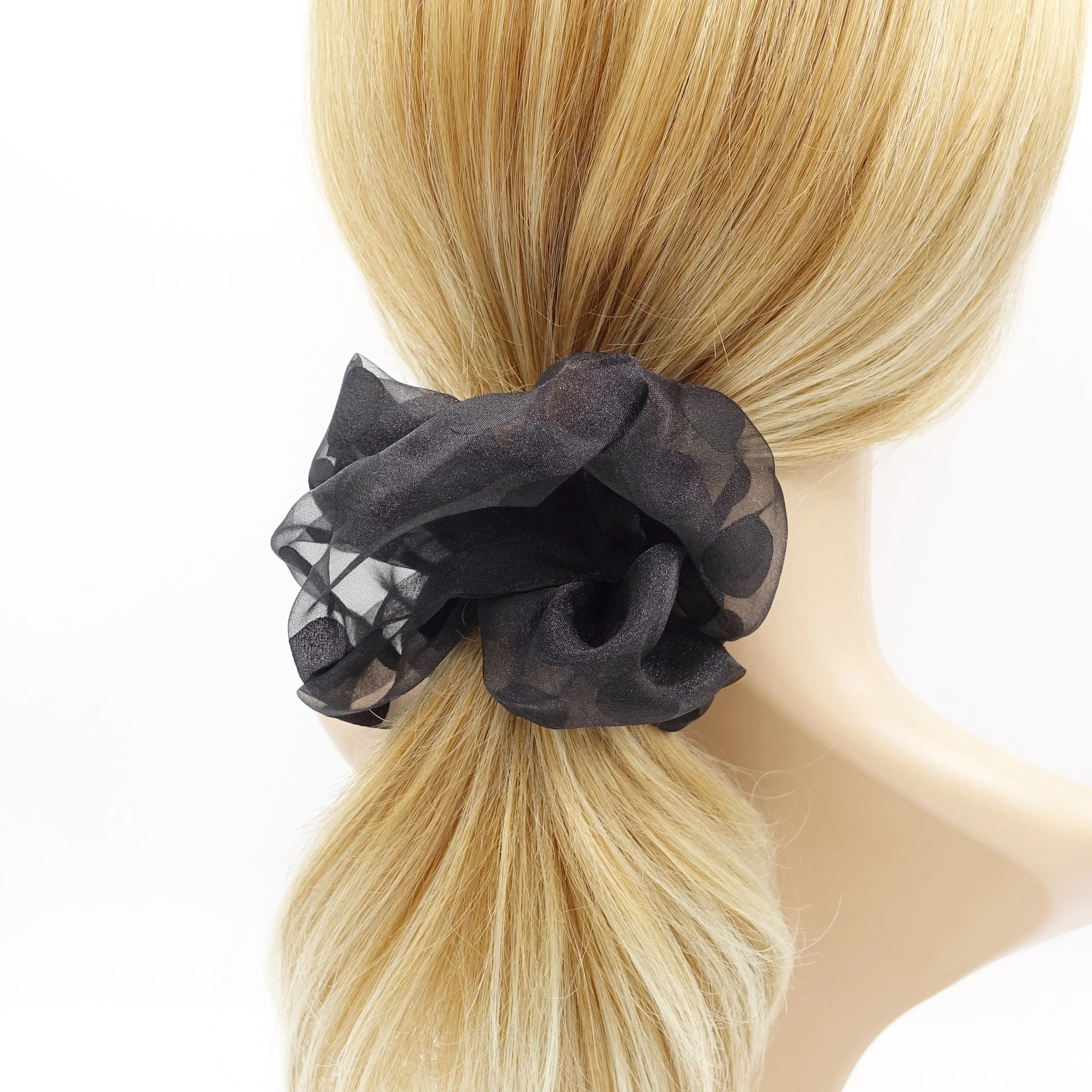 big size dot scrunchies organza hair ties stylish women hair accessory