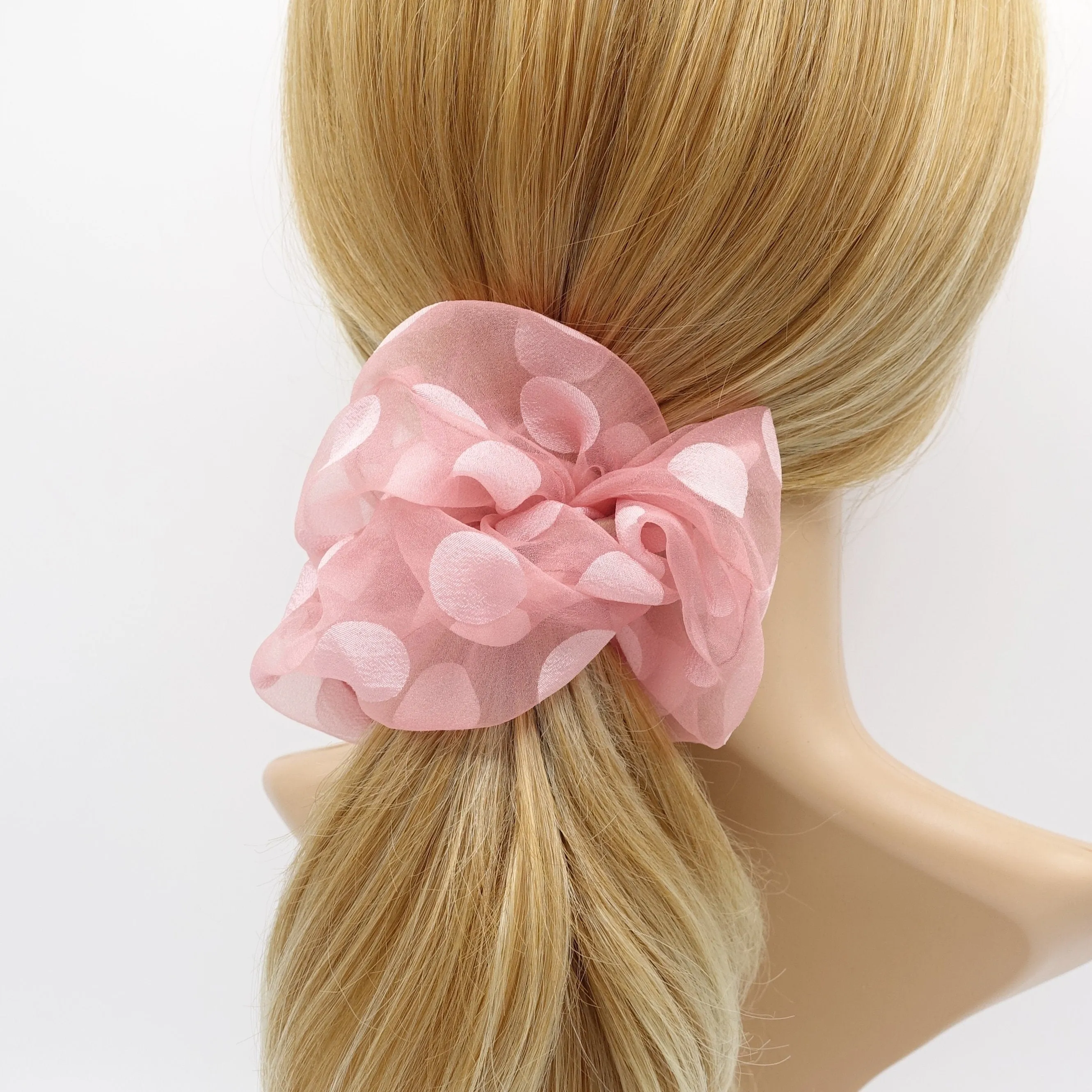 big size dot scrunchies organza hair ties stylish women hair accessory