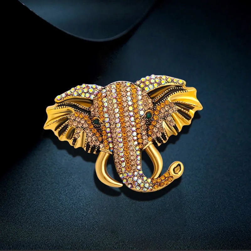 Big Sparkling Elephant Brooches For Women