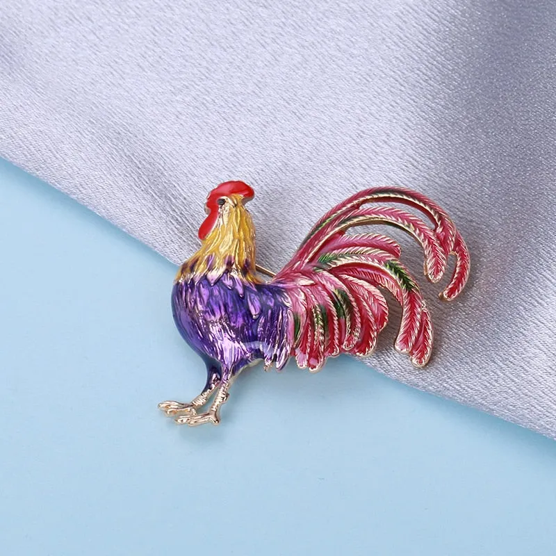 Big Tail Rooster Cock Brooches For Women
