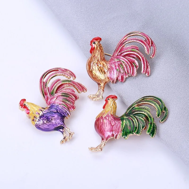 Big Tail Rooster Cock Brooches For Women