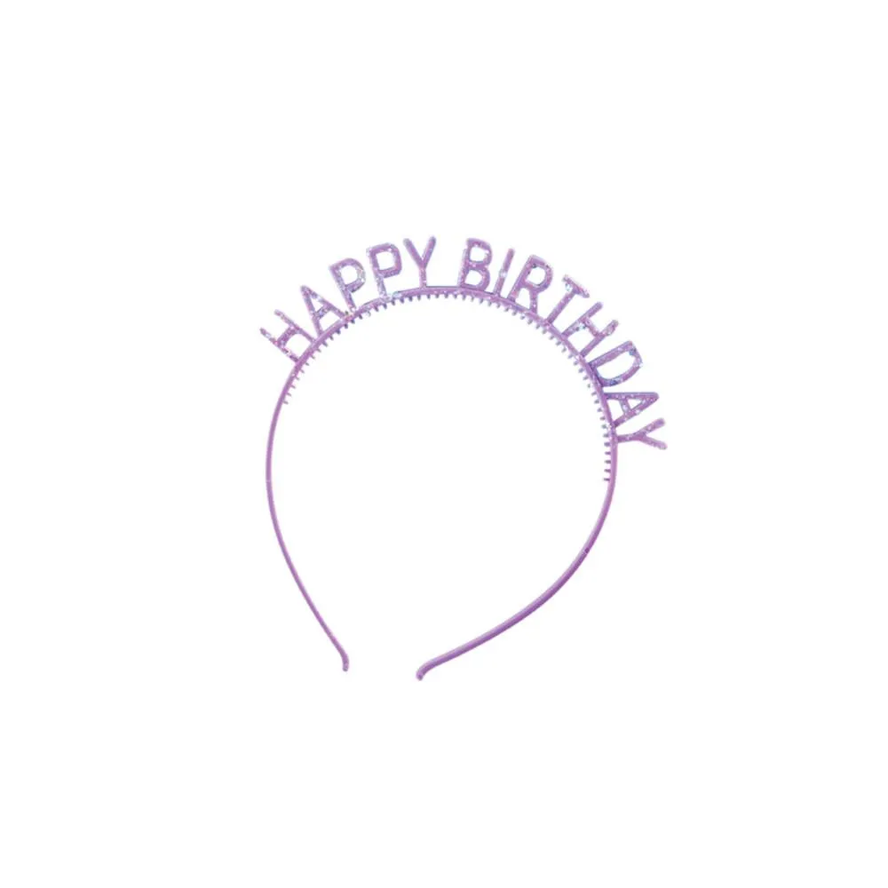Birthday Plastic Headbands w/ Glitter (4/Pkg)