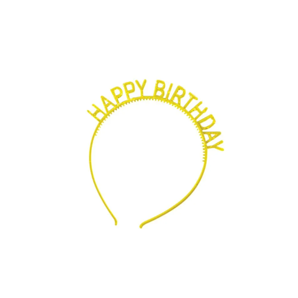Birthday Plastic Headbands w/ Glitter (4/Pkg)