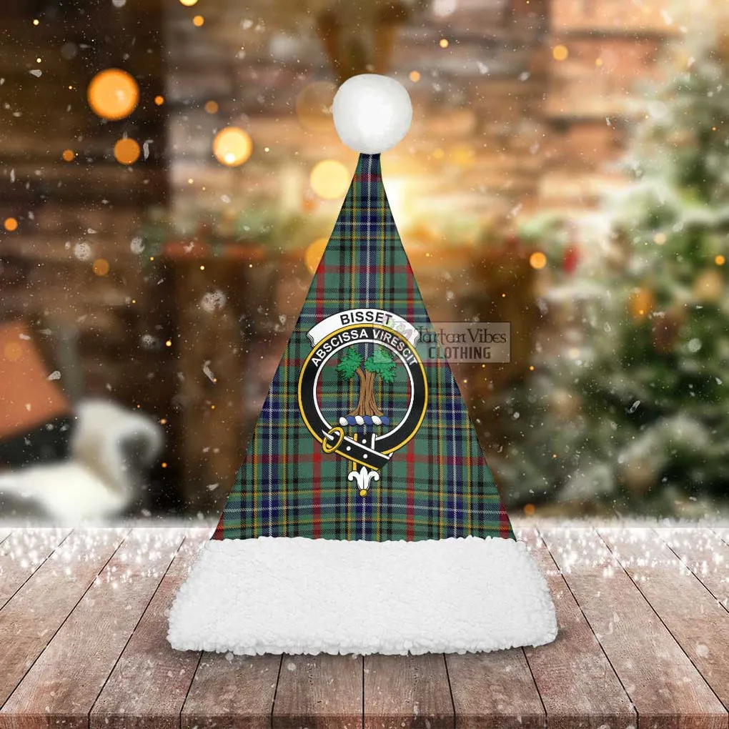 Bisset Tartan Christmas Santa Hats with Family Crest