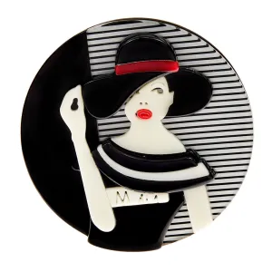 Black And White Modern Girl Pin Acrylic Brooch