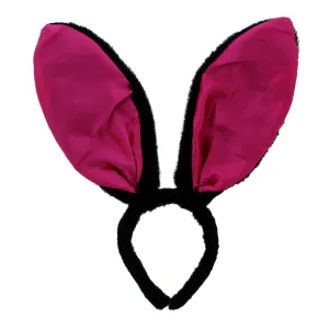 Black Bunny Headband with Large Fuchsia Pink Ears