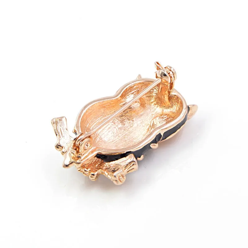 Black Enamel Owl Brooches for Women