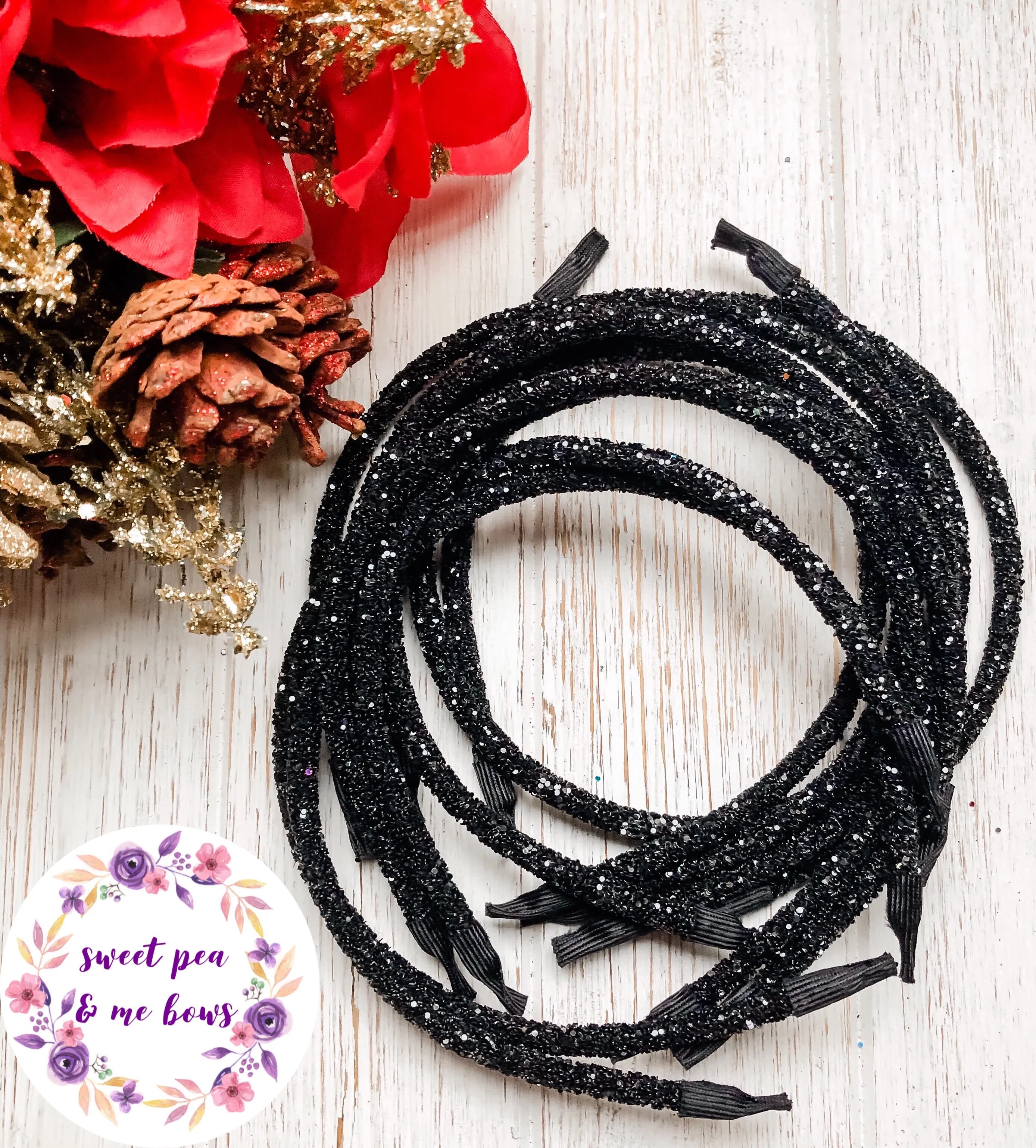 Black Glitter Headband