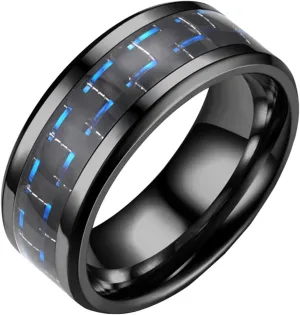 Black Tungsten Carbide Wedding Band Ring for Men Women Engagement Ring Inlay Promise Ring Beveled Edge Comfort Fit