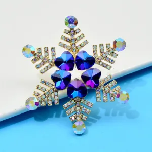 Blue Heart Design Snowflake Brooches For Women