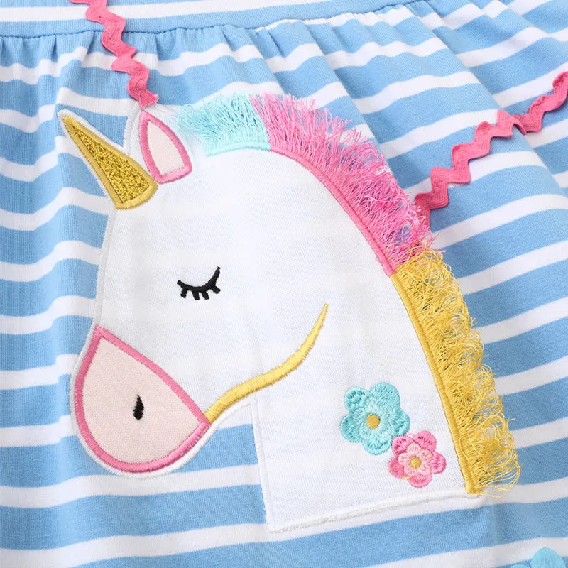 Blue Stripe Unicorn Dress