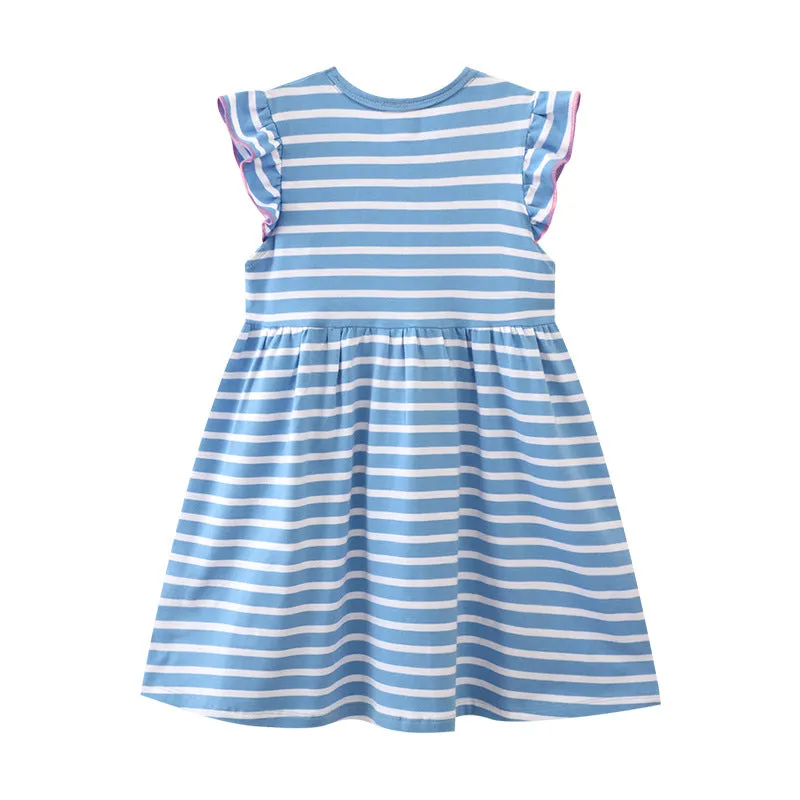Blue Stripe Unicorn Dress