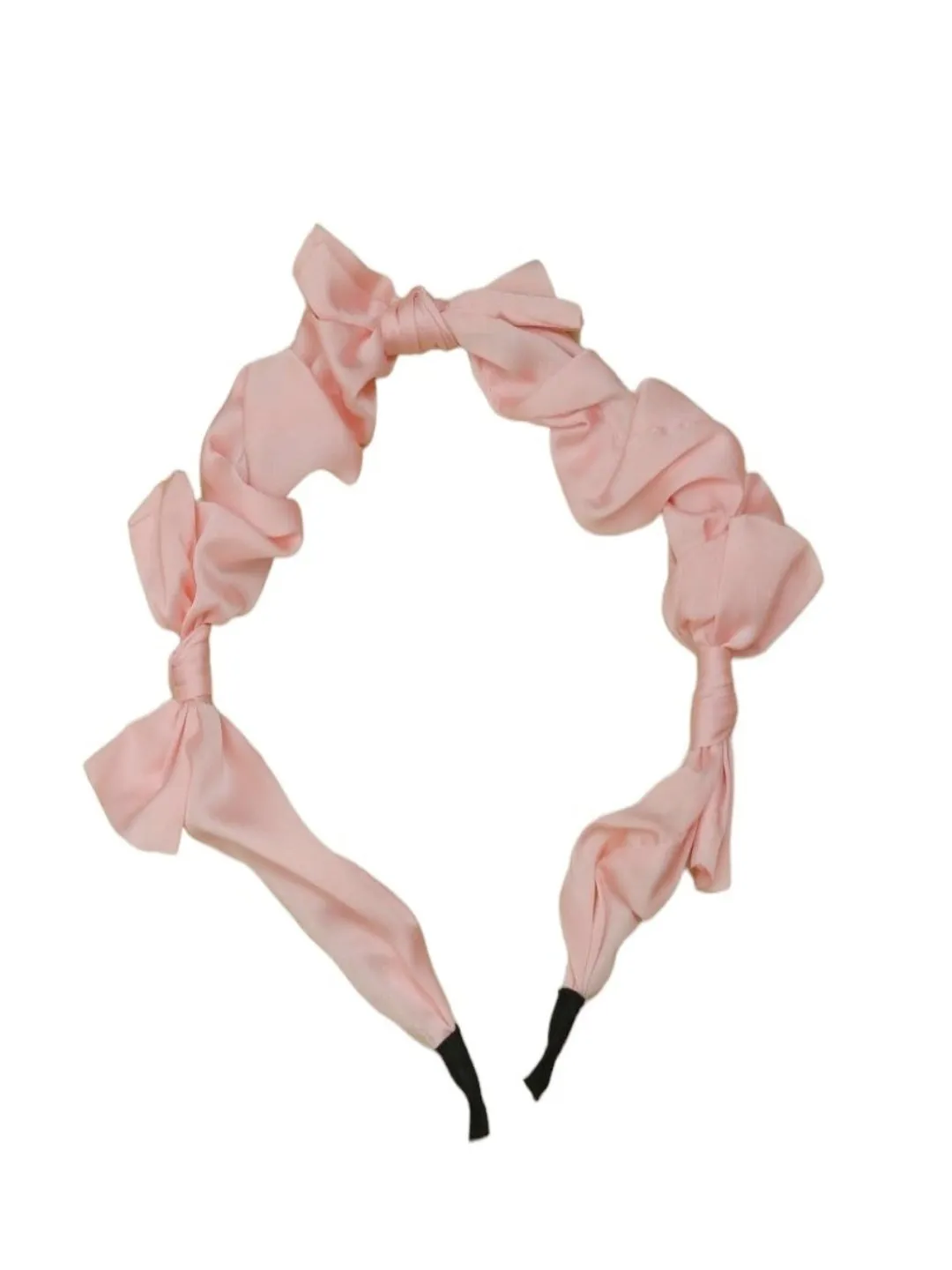 Blush Elegance: Peach-Toned Satin Hairband and Scrunchie Pack of 2 with Pearly Sheen