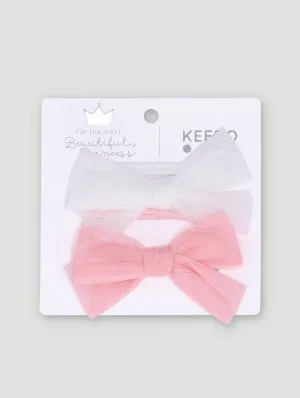 Blushing Tulle Bow 2 Pack Headband