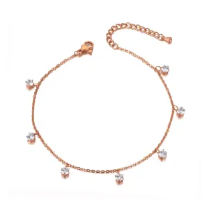 Bohemia Stainless Steel Rose Gold Plated Beach Charm Anklet Foot Jewelry
