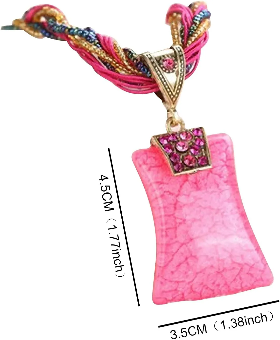Bohemian Pendant Necklaces for Womens Rhinestone Chain Necklace Gem Stones Dainty Statement Necklace Lady (A, One Size)
