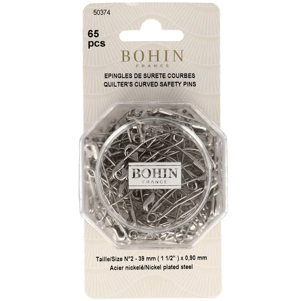 Bohin Quilter's Curved Safety Pins, 1-1/2" (65pk)