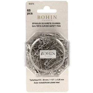 Bohin Quilter's Curved Safety Pins, 1-1/2" (65pk)
