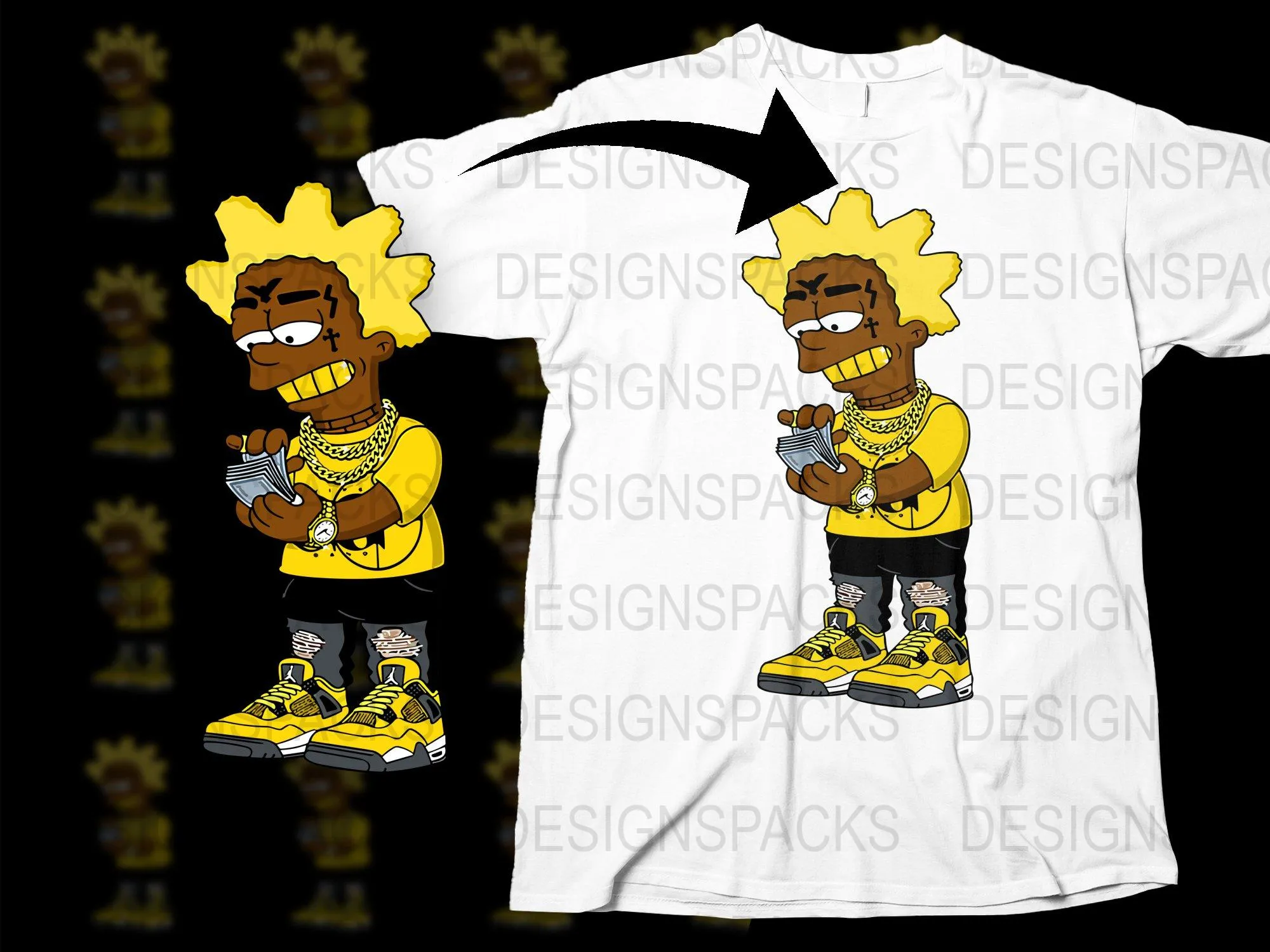 Bold Cartoon Character Counting Money Png Digital Download