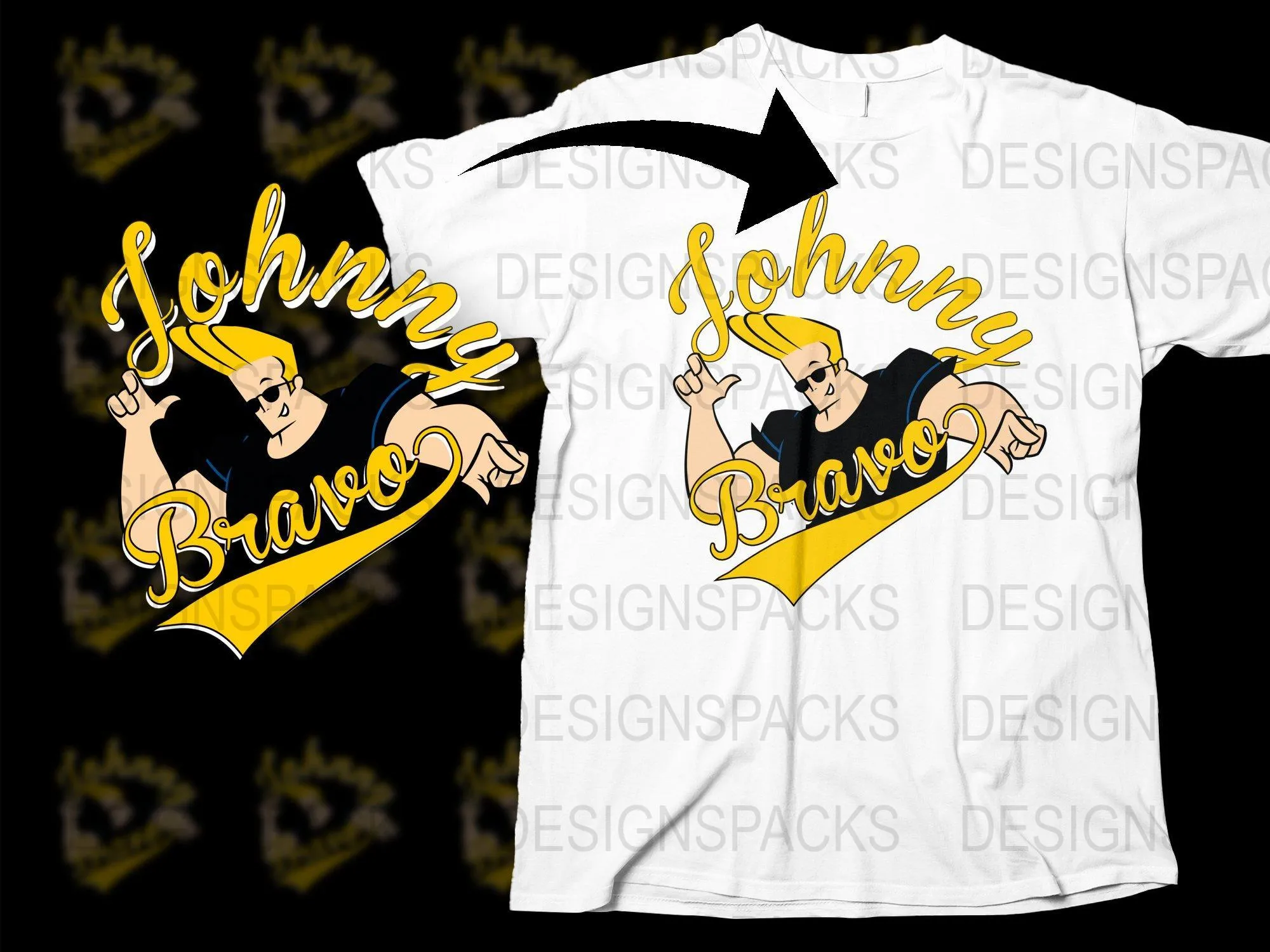 Bold Cartoon Graphic Johnny Bravo Png Digital Download