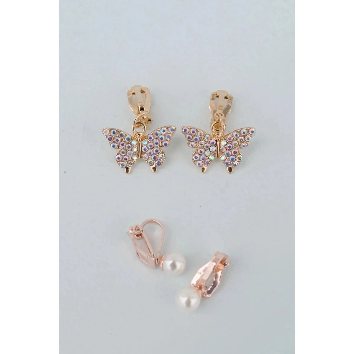 boutique butterfly clip on earrings, 2 sets