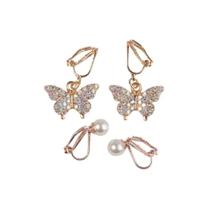 boutique butterfly clip on earrings, 2 sets