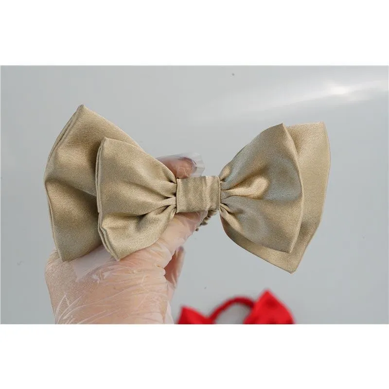 Bow Silk Scrunchies Tan