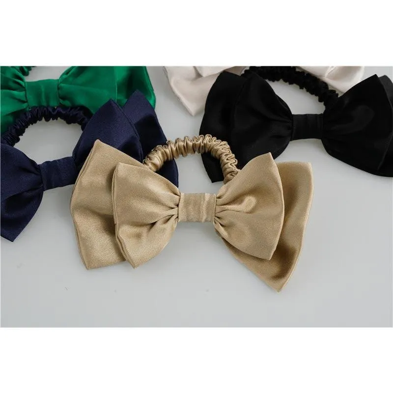 Bow Silk Scrunchies Tan