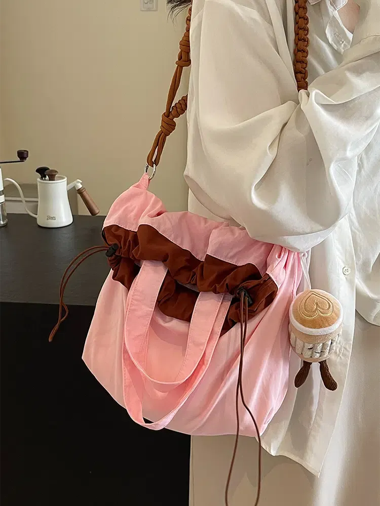 Braided Strap Drawstring Shoulder Bag