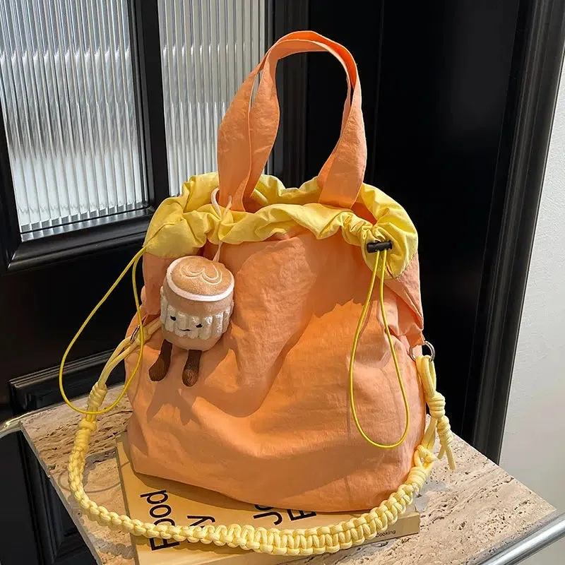 Braided Strap Drawstring Shoulder Bag