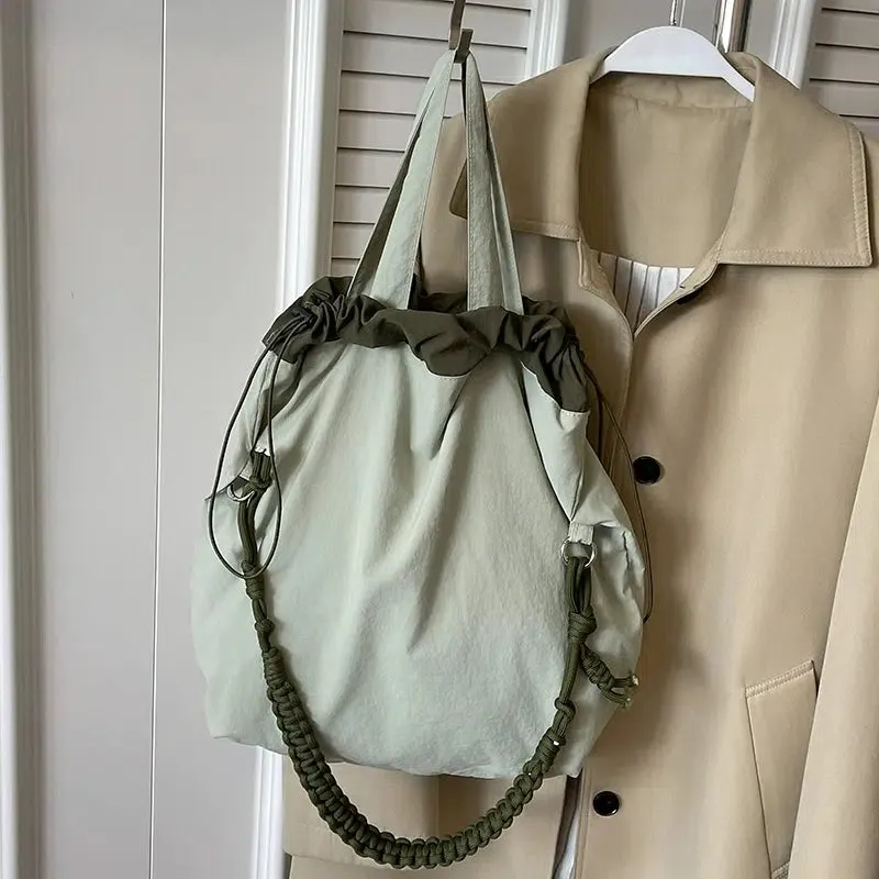 Braided Strap Drawstring Shoulder Bag