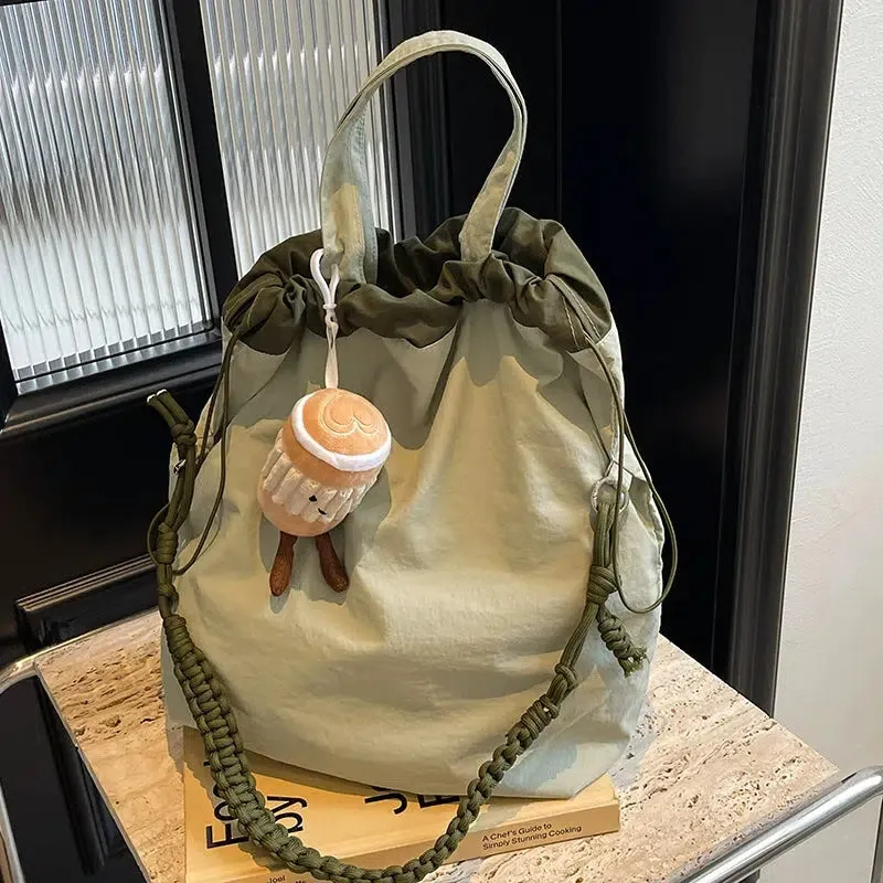 Braided Strap Drawstring Shoulder Bag