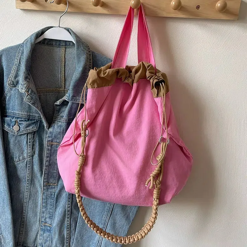 Braided Strap Drawstring Shoulder Bag