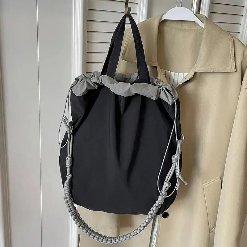 Braided Strap Drawstring Shoulder Bag
