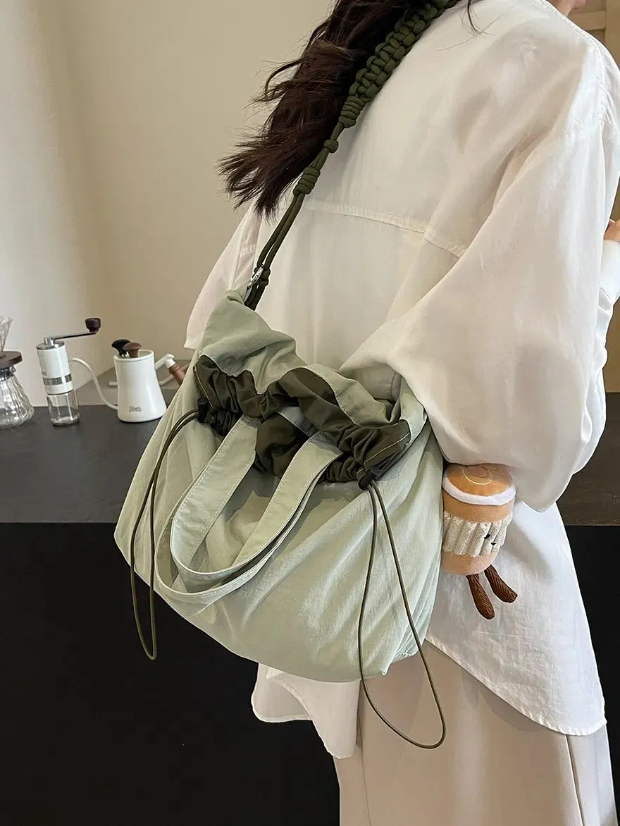 Braided Strap Drawstring Shoulder Bag