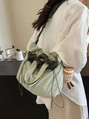 Braided Strap Drawstring Shoulder Bag