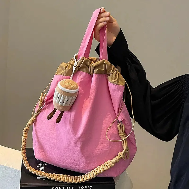 Braided Strap Drawstring Shoulder Bag