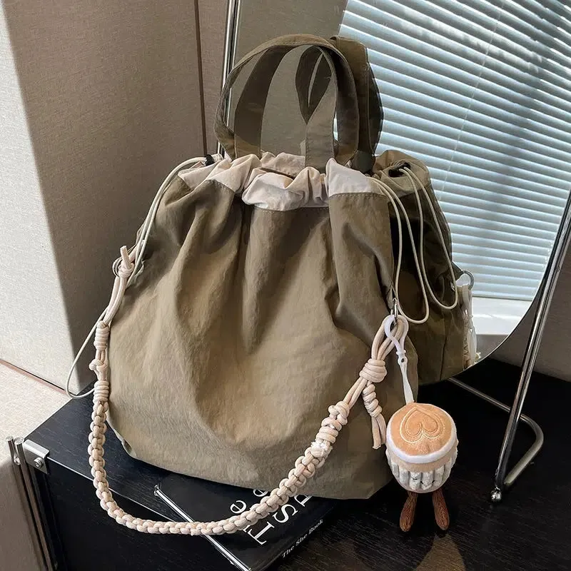 Braided Strap Drawstring Shoulder Bag