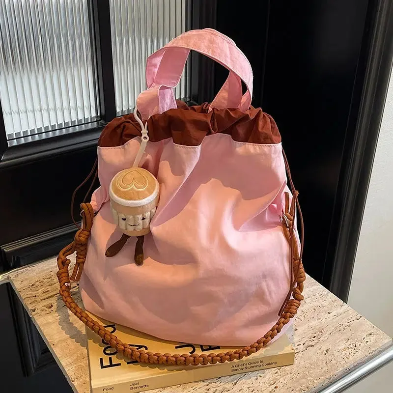 Braided Strap Drawstring Shoulder Bag