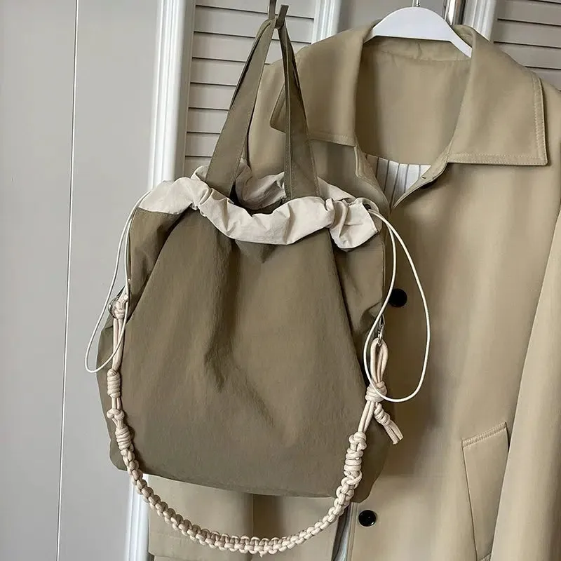 Braided Strap Drawstring Shoulder Bag