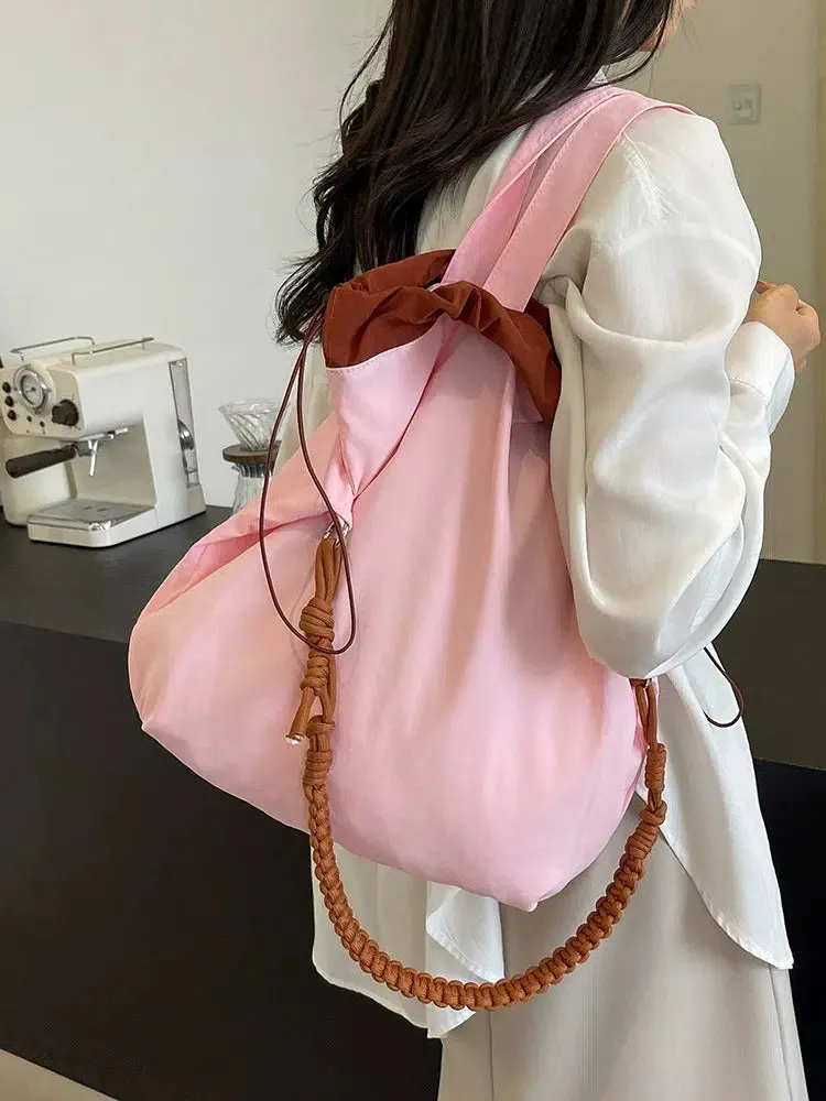 Braided Strap Drawstring Shoulder Bag