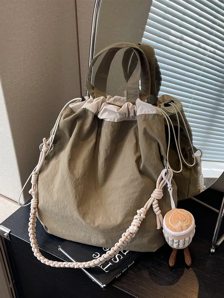 Braided Strap Drawstring Shoulder Bag