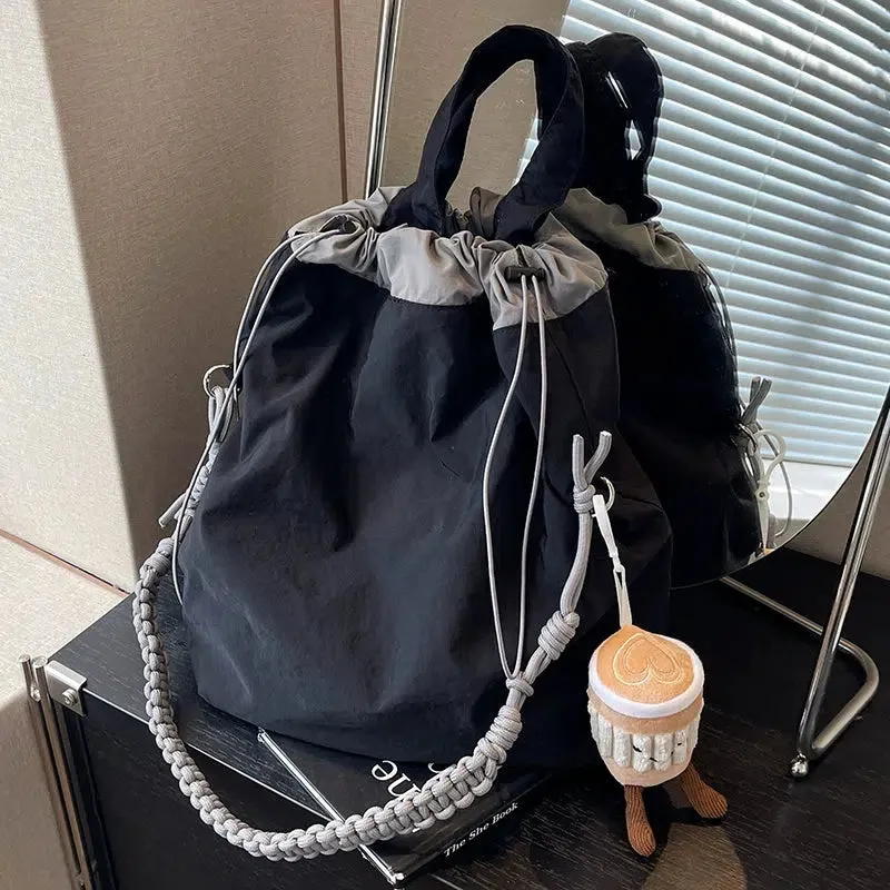 Braided Strap Drawstring Shoulder Bag